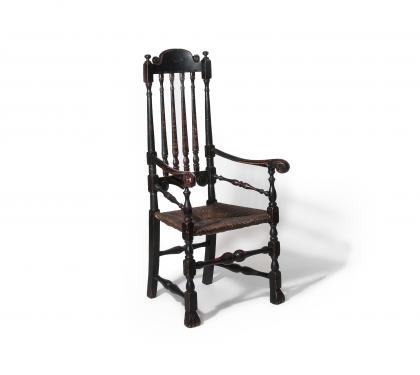 Black Painted Maple Bannister Back Armchair