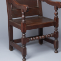 Very Rare Walnut Wm and Mary Wainscot Arm Chair