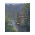 Oil on Canvas Entitled "Early Morning at the Gazebo - Longwood" by Michael Stuart Traines