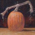 Acrylic on Linen Panel Entitled &quot;Patio Pumpkin&quot; by John Suplee
